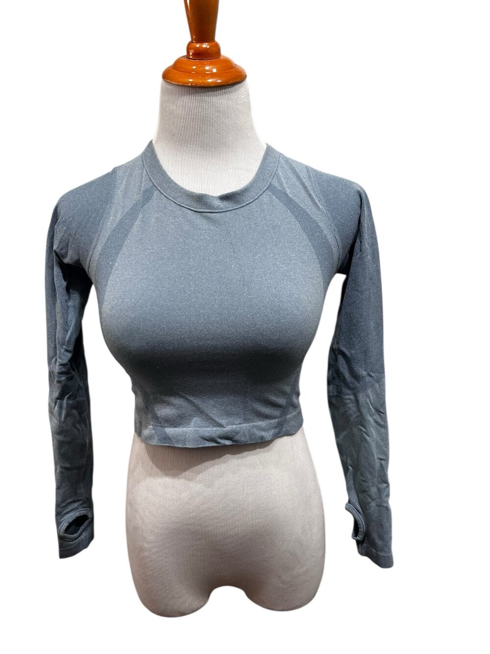 P'tula Women's Blue Exercise Athletic Long sleeve Crop Top SIZE XS